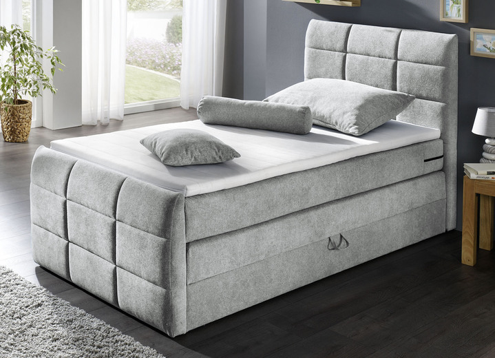 - Boxspringbett mit Bettkasten und Topper, in Farbe SILBER Ansicht 1