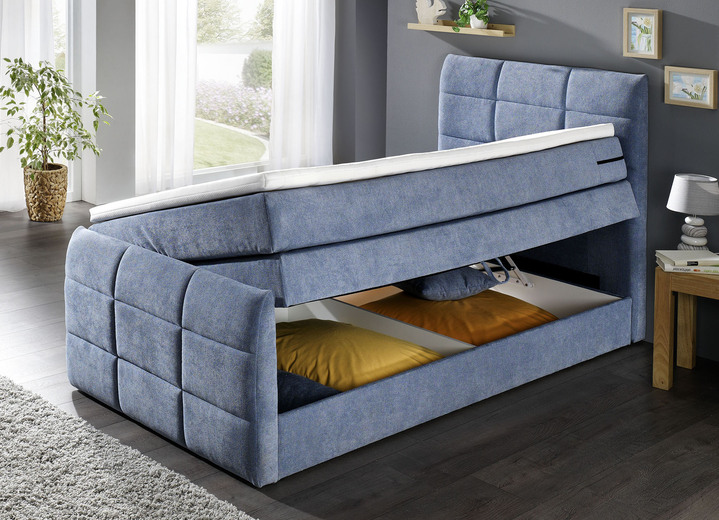 - Boxspringbett mit Bettkasten und Topper, in Farbe BLAU Ansicht 2