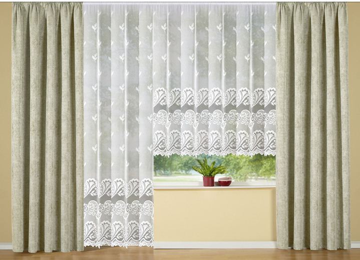 - Edel glänzende Übergardine mit Universalschienenband, in Größe 358 (H145xB145 cm) bis 458 (H245xB145 cm), in Farbe GRÜN Ansicht 3