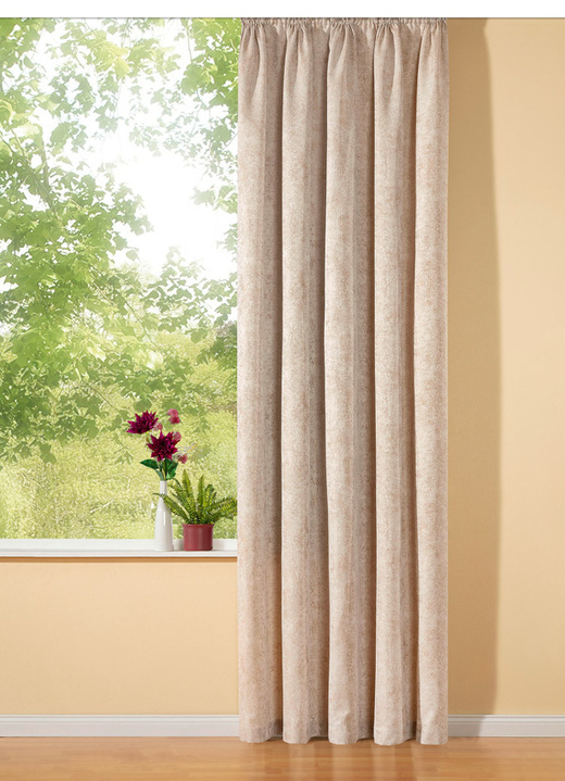 - Edel glänzende Übergardine mit Universalschienenband, in Größe 358 (H145xB145 cm) bis 458 (H245xB145 cm), in Farbe BEIGE Ansicht 1