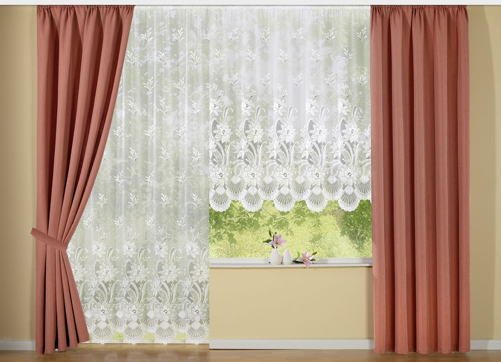 - Blumenfenster-Store mit Automatikfaltenband 1:3, in Größe 140 (H120xB300 cm) bis 181 (H175xB600 cm), in Farbe WEISS Ansicht 4