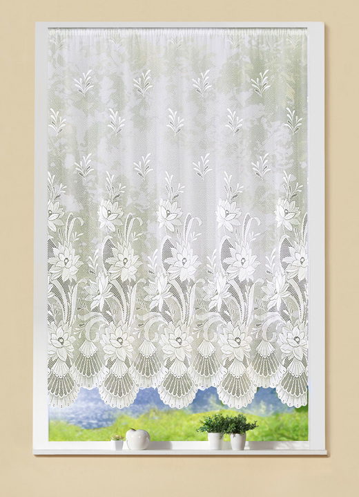 - Blumenfenster-Store mit Automatikfaltenband 1:3, in Größe 140 (H120xB300 cm) bis 181 (H175xB600 cm), in Farbe WEISS Ansicht 2