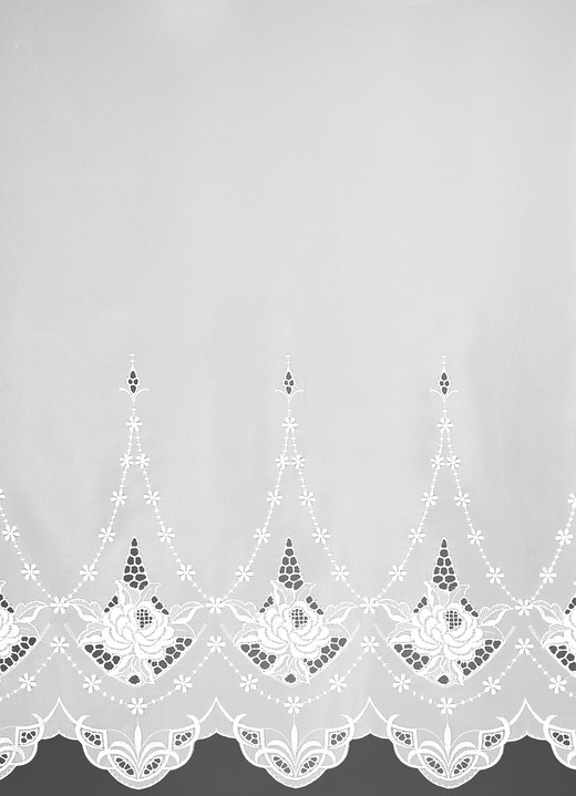 - Blumenfenster-Store mit Universalschienenband, in Größe 140 (H125xB300 cm) bis 181 (H175xB600 cm), in Farbe WEISS Ansicht 2