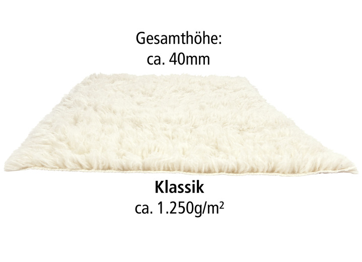 Klassisch - Original griechische Flokati-Teppiche, in Größe 101 (Brücke, 40x60 cm) bis 325 (Bettumrandung, 3-teilig), in Farbe NATUR Ansicht 3
