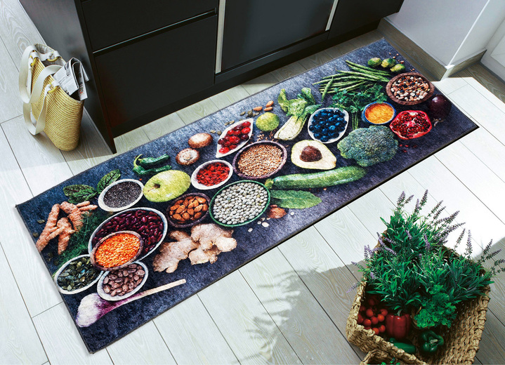 Modern - Küchenläufer und Teppiche mit rutschhemmender Rückseite, in Größe 142 (Küchenläufer, 65x180 cm) bis 252 (Küchenteppich, 170x200 cm), in Farbe MULTICOLOR Ansicht 1