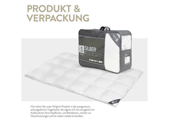 Bettwaren - In Deutschland hergestelltes Daunenprogramm aus dem Hause Spessarttraum Ansicht 6 Bettwaren - In Deutschland hergestelltes Daunenprogramm aus dem Hause Spessarttraum, in Größe 103 (135/200 cm) bis 121 (40/ 80 cm), in Farbe , in Ausführung Blue Kissen Ansicht 6