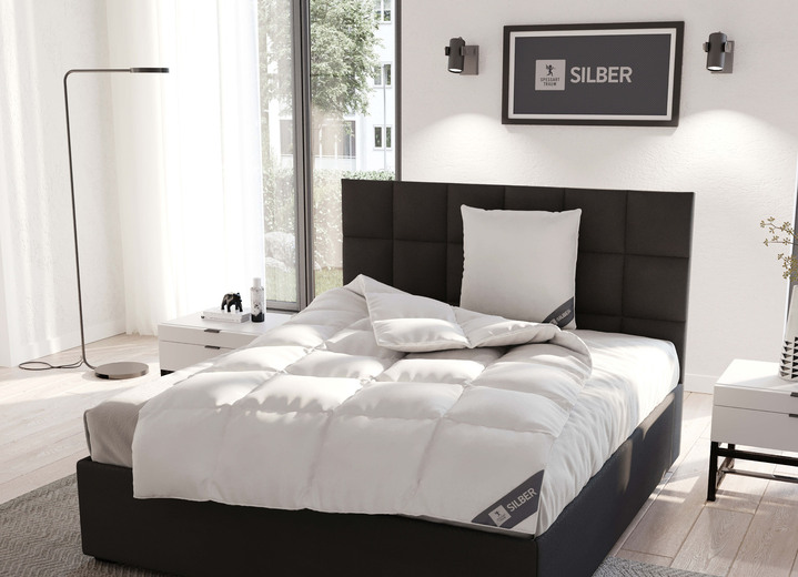 Bettwaren - In Deutschland hergestelltes Daunenprogramm aus dem Hause Spessarttraum Ansicht 4 Bettwaren - In Deutschland hergestelltes Daunenprogramm aus dem Hause Spessarttraum, in Größe 103 (135/200 cm) bis 121 (40/ 80 cm), in Farbe , in Ausführung Blue Kissen Ansicht 4