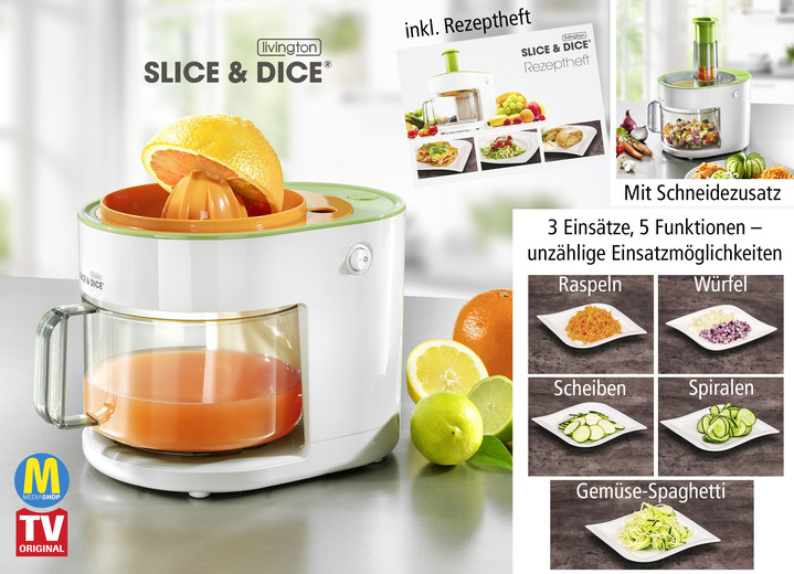 Livington Slice Dice Kuchenmaschine Mit Entsafteraufsatz Elektrische Kuchengerate Bader