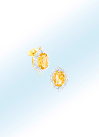 Wunderschöne Ohrstecker mit echt Citrin und Diamanten