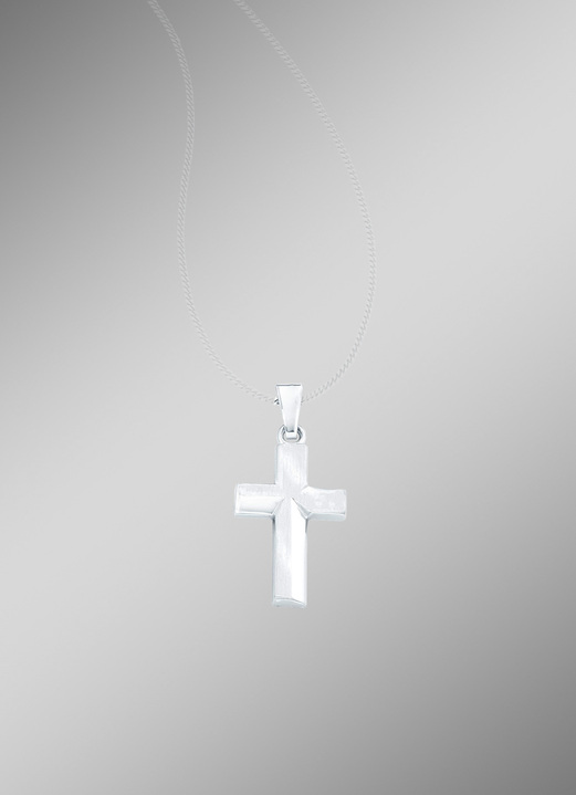 Anhänger - Edler Kreuz-Anhänger aus Weißgold, in Farbe  Ansicht 1