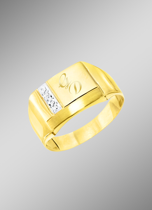 Ringe - Beliebter Herrenring in Bicolor, mit Diamant, in Größe 180 bis 240, in Farbe