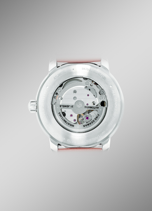 Mechanikuhren / Automatikuhren - Zeppelin-Automatik-Herrenuhr mit Edelstahlgehäuse und Lederband, in Farbe  Ansicht 2