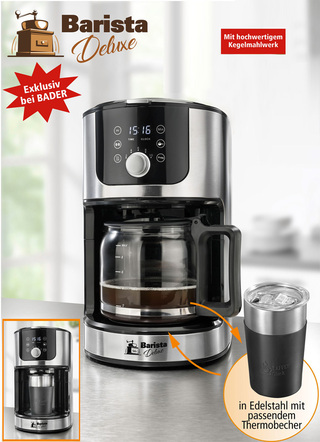 Aroma-Kaffeemaschine mit Thermobecher aus Edelstahl