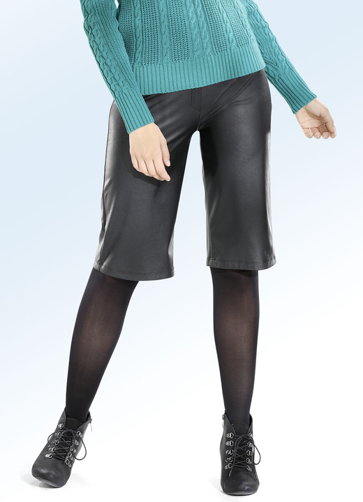 7/8-Hosen, Capris, Bermudas - Bermudas aus softem Nappaleder-Imitat, in Farbe SCHWARZ Ansicht 1