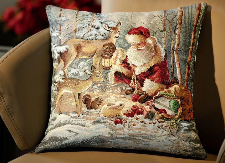 Dekokissen & Hüllen - Gobelin Kissenbezug Weihnachtsmann , in Farbe MULTICOLOR