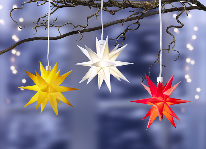 Weihnachtliche Dekorationen - Beleuchteter Stern, batteriebetrieben, mit Timerfunktion, in Farbe WEISS