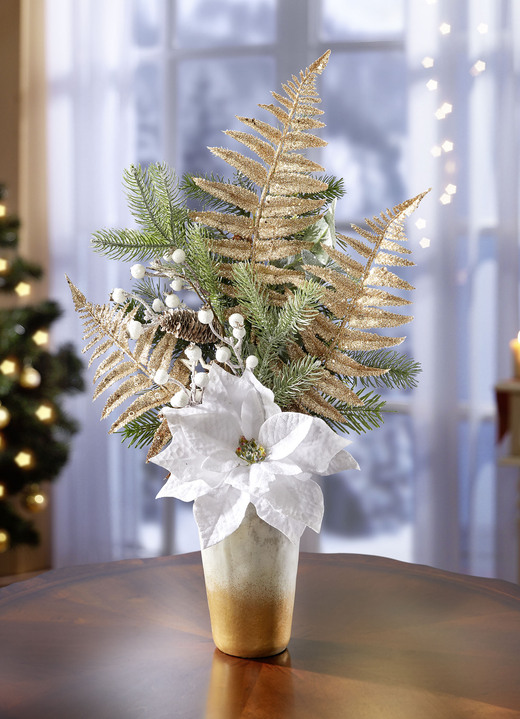 Gestecke & Kränze - Poinsettia-Gesteck in Vase , in Farbe WEISS