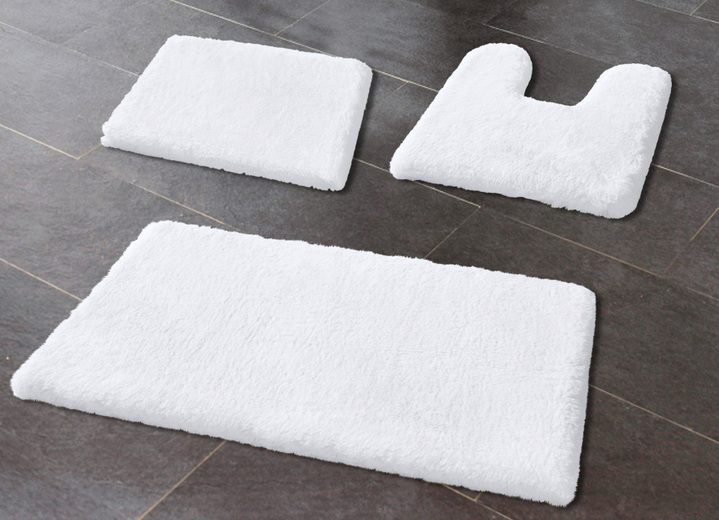 - Vorleger mit rutschhemmender Rückseite, in Größe 100 (Teppich, 50/ 80 cm) bis 109 (Hänge-WC-Vorleger, 60/ 50 cm), in Farbe WEISS