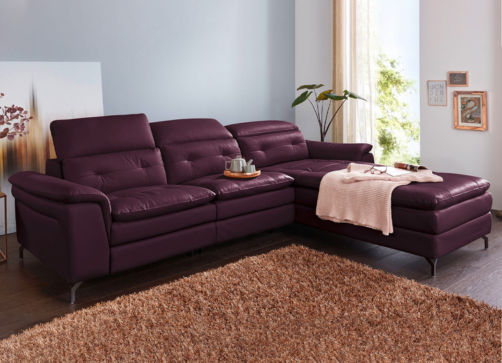 Polsterecken - Leder-Polsterecke mit Relax-Funktion, in Farbe BORDEAUX Ansicht 1