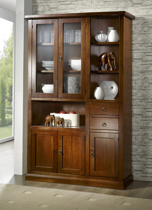 Vitrinen - Möbelserie aus teilmassivem Holz, in Farbe ANTIKWEISS, in Ausführung TV-Kommode Ansicht 5