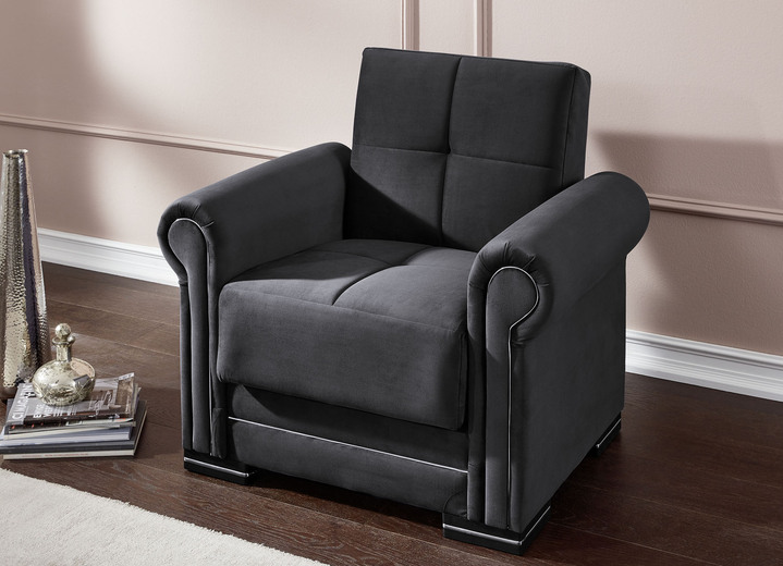 Polstergruppen - Polstermöbel auf stabilem Holzgrundgestell mit Funktion, in Farbe ROT, in Ausführung Sessel Ansicht 3