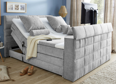Boxspringbett mit elektrisch versenkbarer TV-Halterung