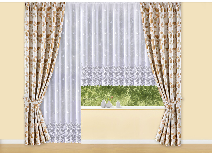 - Hochwertige Übergardine mit Universalschienenband, in Größe 364 (H150xB135 cm) bis 899 (1 Raffhalter, 80 cm), in Farbe TERRA Ansicht 4