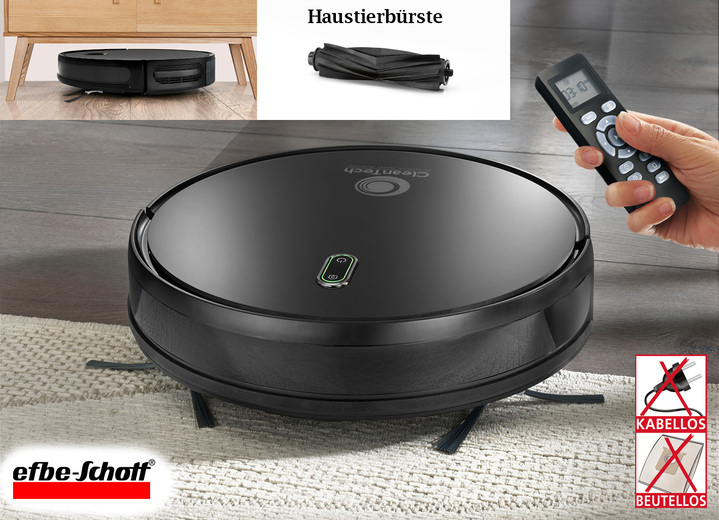 - Saug- und Wischroboter mit integriertem Wasserreinigungssystem und Haustierbürste, in Farbe SCHWARZ Ansicht 2