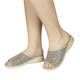 Sandaletten & Pantoletten - Stretch Sommerschuhe wahlweise als Pantolette oder Sandalette, in Größe 036 bis 042, in Farbe WEISS-LEO, in Ausführung Pantolette – Farbe BEIGE-LEO – Ansicht 3