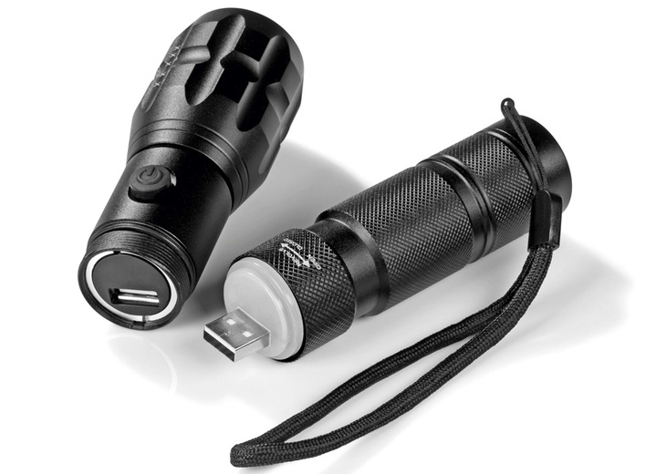 Praktische Hilfsmittel - Akkubetriebene Taschenlampe, in Farbe SCHWARZ Ansicht 2