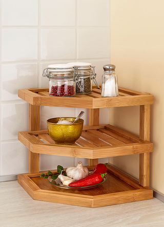 Küchenhelfer - Eckregal aus Bambus, in Farbe BRAUN