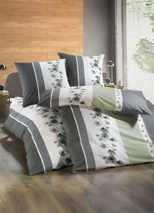 Janine - Bettwäsche-Garnitur mit Reißverschluss, in Größe 112 (80/80 cm + 135/200 cm) bis 115 (80/80 cm + 155/220 cm), in Farbe GRÜN Ansicht 1