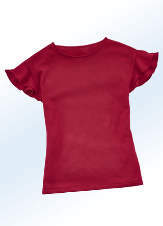 Pulli in 2 Farben mit Volantärmeln