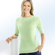 Kurzarm - Pulli mit Zopfmuster – Farbe LINDGRÜN Kurzarm - Pulli mit Zopfmuster, in Größe 036 bis 052, in Farbe ECRU