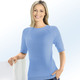 Kurzarm - Pulli mit Zopfmuster – Farbe BLEU Kurzarm - Pulli mit Zopfmuster, in Größe 036 bis 052, in Farbe ECRU