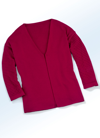Strickjacke in 2 Farben mit Ajour-Ärmeln