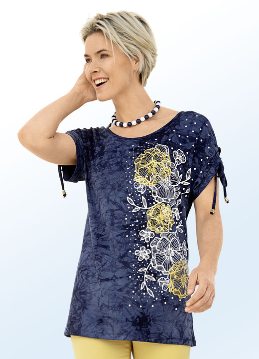 Kurzarm - Shirt in angesagter Batik-Optik in 2 Farben, in Größe 036 bis 054, in Farbe MARINE Ansicht 1