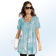 Kurzarm - Longshirt mit Faltenlegung in 3 Farben – Farbe MINT-WEISS – Ansicht 1 Kurzarm - Longshirt mit Faltenlegung in 3 Farben, in Größe 038 bis 056, in Farbe ROYALBLAU-WEISS – Farbe MINT-WEISS – Ansicht 1