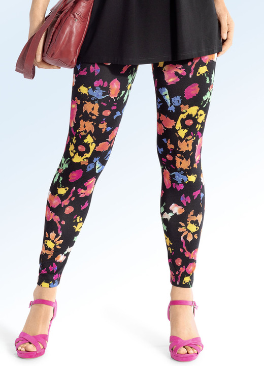 - Leggings in Schlupfform sowie Dehnbund, in Größe 036 bis 042, in Farbe SCHWARZ-BUNT