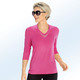 34-Arm - Shirt mit V-Ausschnitt in 5 Farben – Farbe PINK 34-Arm - Shirt mit V-Ausschnitt in 5 Farben, in Größe 036 bis 054, in Farbe TÜRKIS