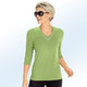 34-Arm - Shirt mit V-Ausschnitt in 5 Farben – Farbe LIMETTE 34-Arm - Shirt mit V-Ausschnitt in 5 Farben, in Größe 036 bis 054, in Farbe TÜRKIS