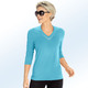 34-Arm - Shirt mit V-Ausschnitt in 5 Farben – Farbe TÜRKIS 34-Arm - Shirt mit V-Ausschnitt in 5 Farben, in Größe 036 bis 054, in Farbe TÜRKIS