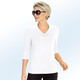34-Arm - Shirt mit V-Ausschnitt in 5 Farben – Farbe WEISS 34-Arm - Shirt mit V-Ausschnitt in 5 Farben, in Größe 036 bis 054, in Farbe TÜRKIS