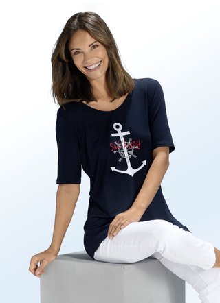Shirt mit maritimer Stickerei-Applikation in 2 Farben