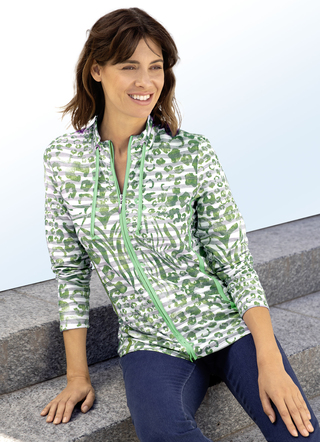 Shirtjacke mit Bindeband am Kragen in 2 Farben