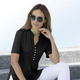 Tuniken - Shirt-Tunika mit Schlingenknopfleiste – Farbe SCHWARZ Tuniken - Shirt-Tunika mit Schlingenknopfleiste, in Größe 036 bis 054, in Farbe ROYALBLAU
