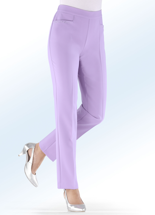 Hosen - Hose mit funkelndem Perlen- und Glitzersteinchenbesatz, in Größe 018 bis 245, in Farbe KORALLE Ansicht 3