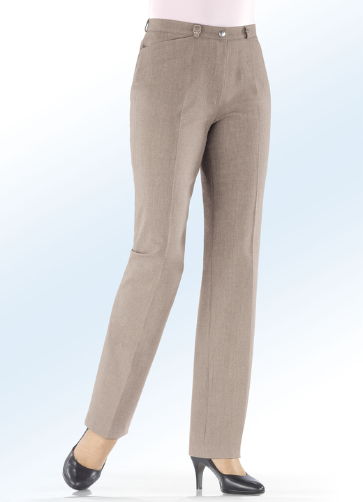Hosen - Hose mit aparten Zierteilen an den vorderen Gürtelschlaufen, in Größe 018 bis 245, in Farbe BEIGE Ansicht 1