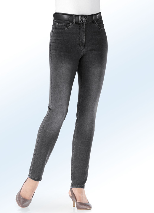 Hosen mit Knopf- und Reißverschluss - Basic-Jeans Hosen mit Knopf- und Reißverschluss - Basic-Jeans, in Größe 017 bis 052, in Farbe GRAFIT