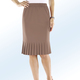Uni - Bleistiftrock mit Plisseefalten-Volant, in Größe 019 bis 050, in Farbe NUGAT